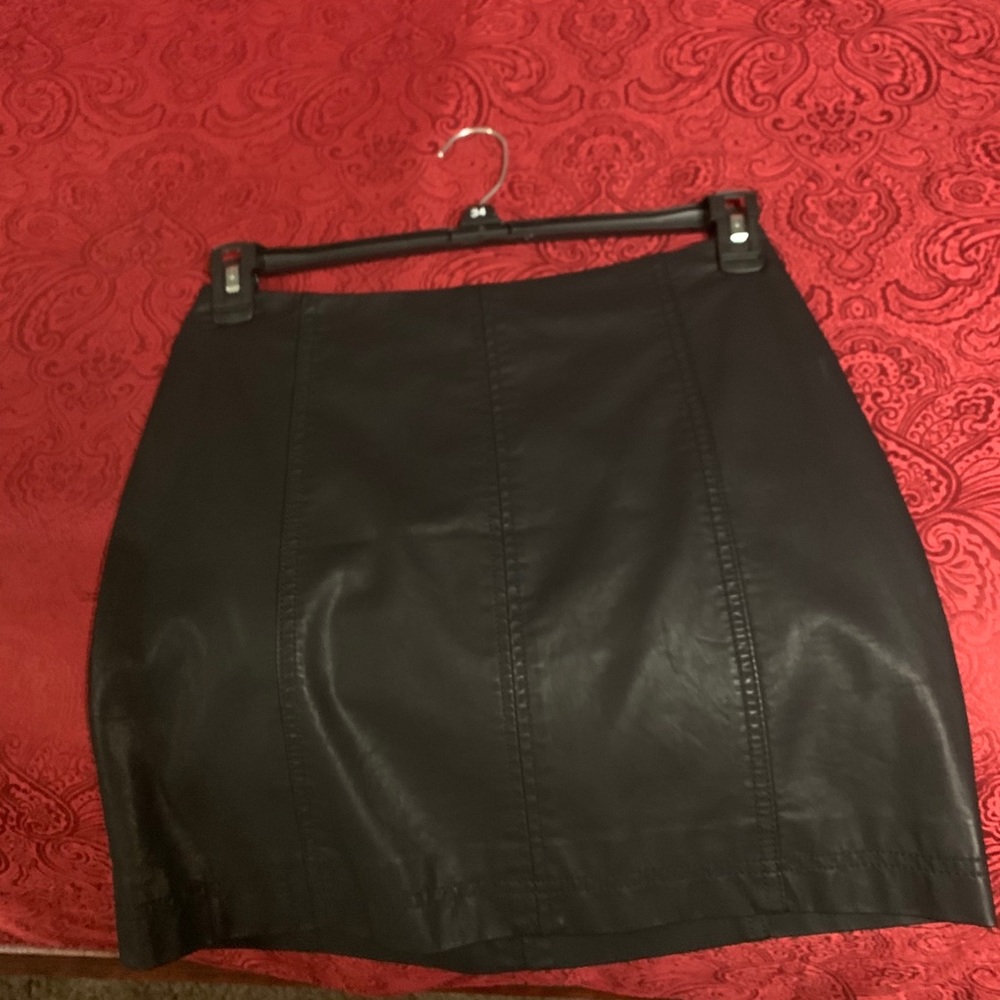 Black Free People Leather Skirt